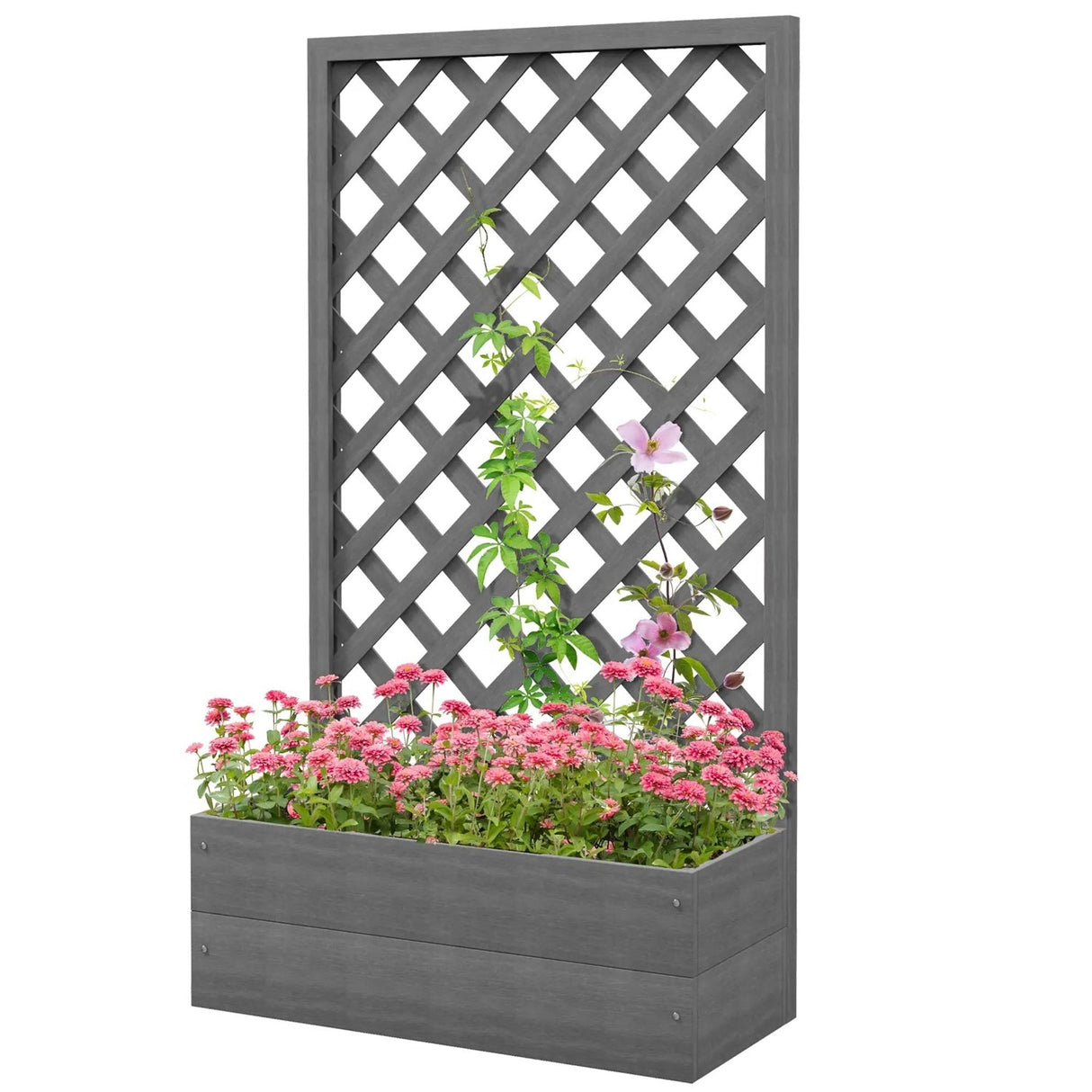 Raised Garden Bed Planter Box with Lattice Trellis