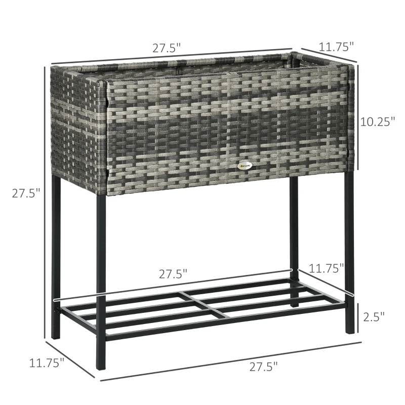 Rattan Wicker Raised Garden Bed