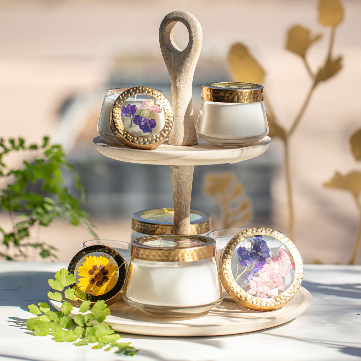 Roman Lavender Medium Pressed Floral Candle