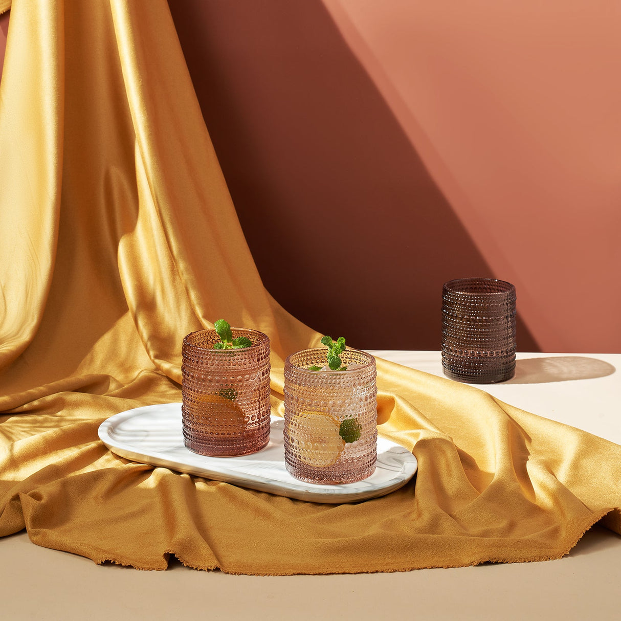 Venus Hobnail Lowball Whiskey Glassware, Set of 6