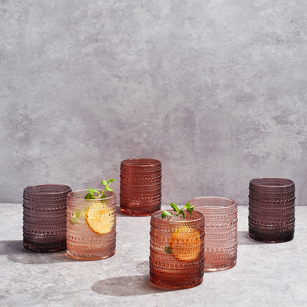 Venus Hobnail Lowball Whiskey Glassware, Set of 6