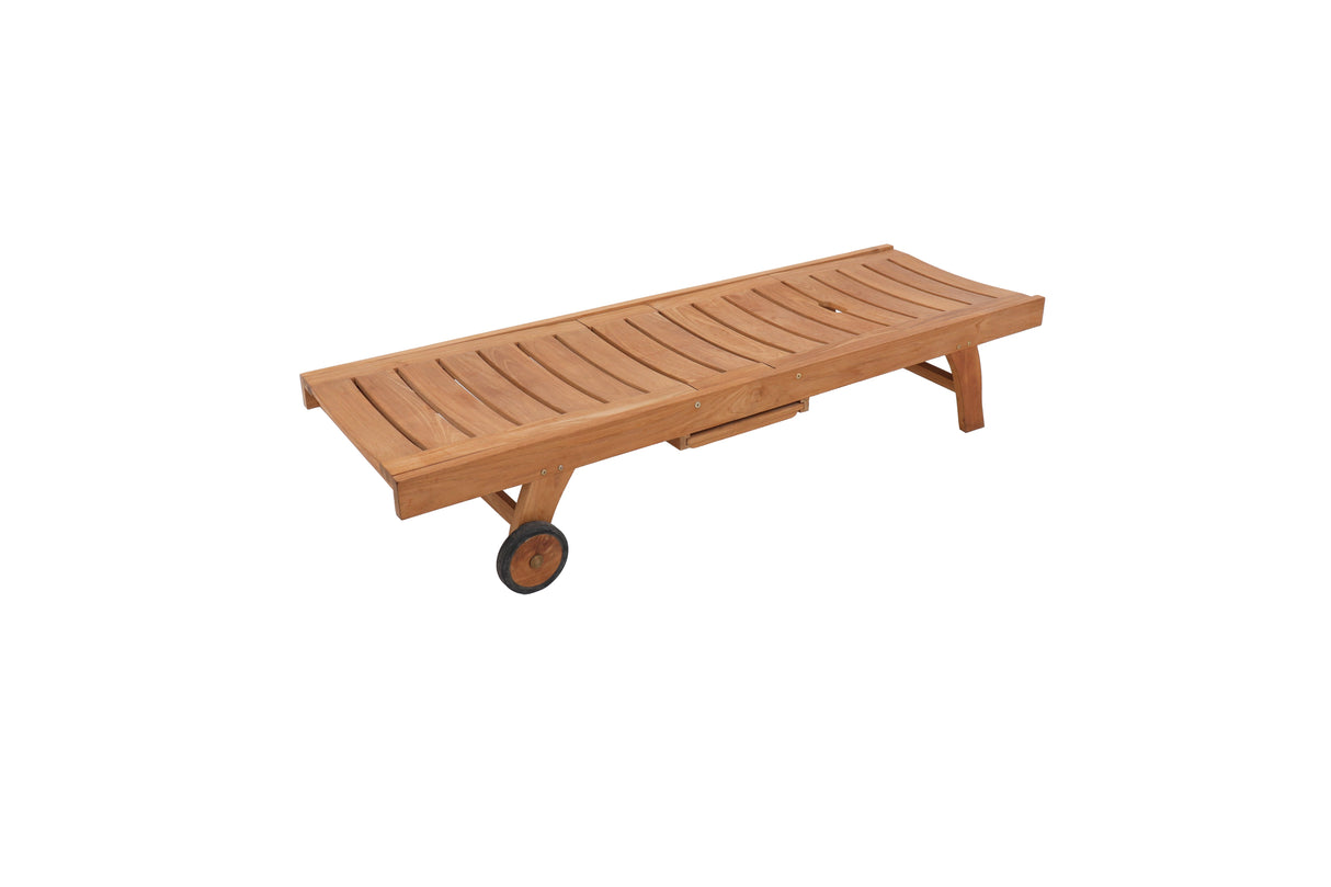 Naples Natural Teak Outdoor Sun Lounger with Adjustable Seat and Side Table