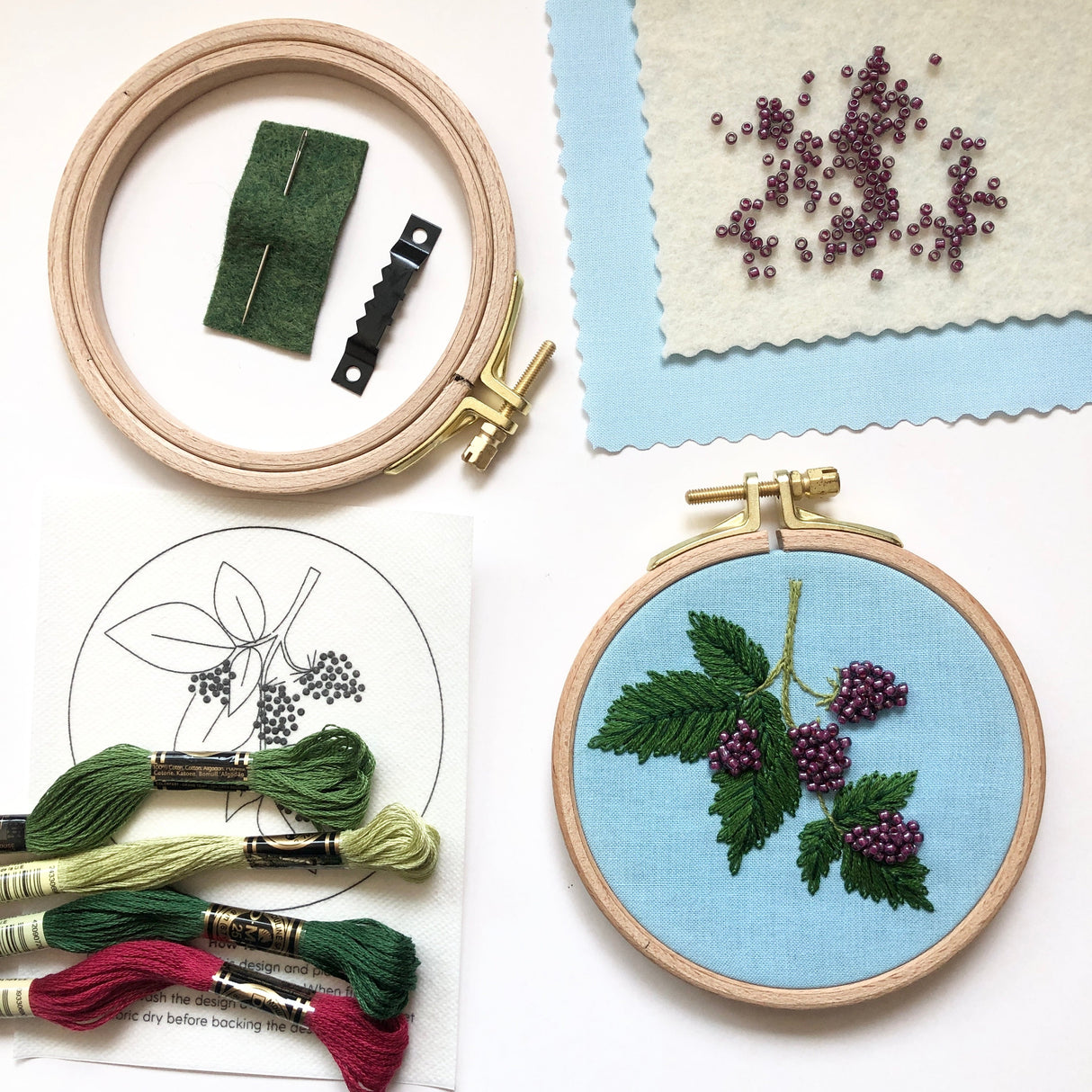 Beaded Berries - Botanical Embroidery Kit for Intermediate Stitchers