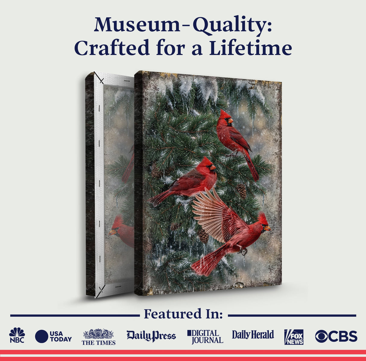 Vintage Cardinal Christmas Wall Art