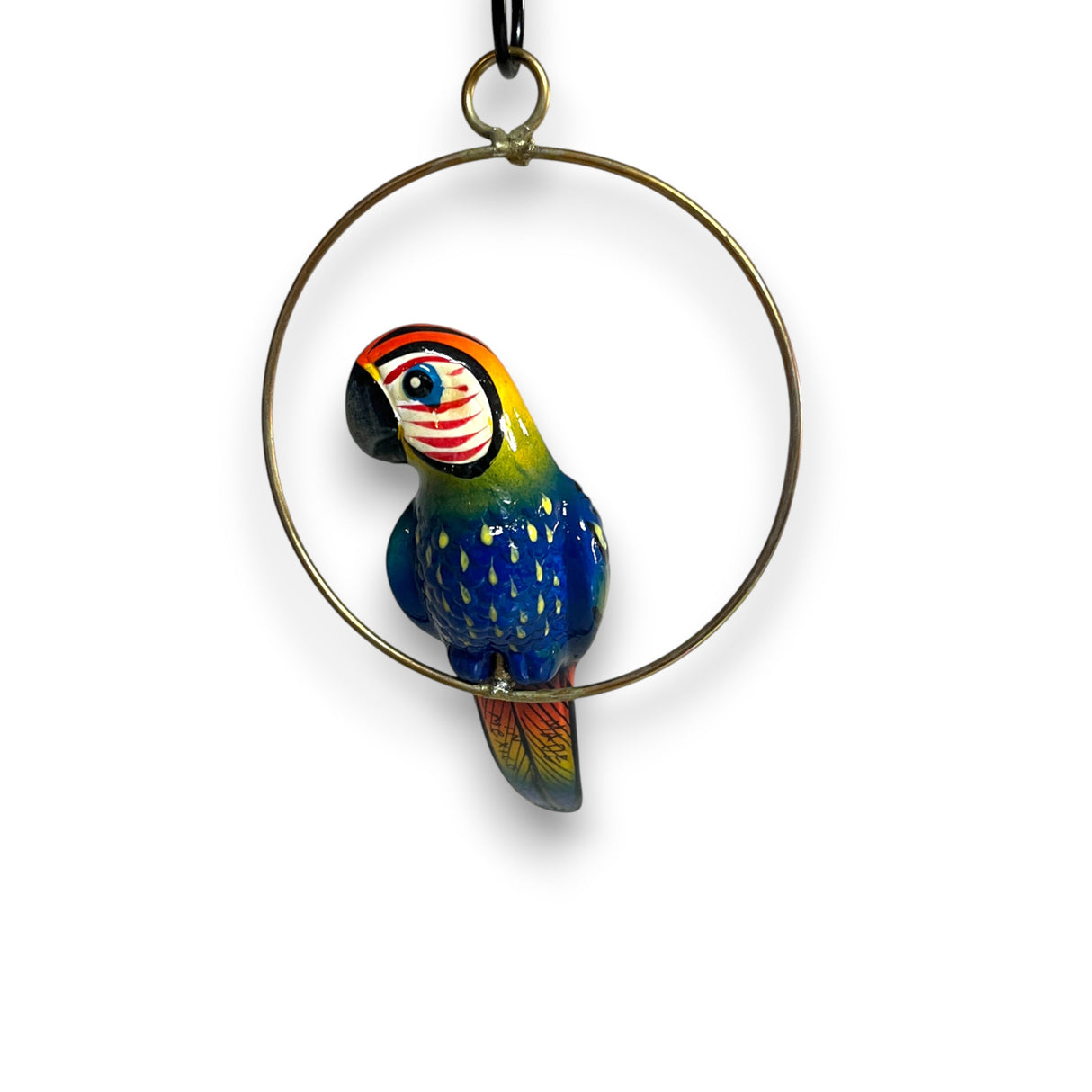 Vibrant Mini Talavera Parrot | Hand-Painted Hanging Accent