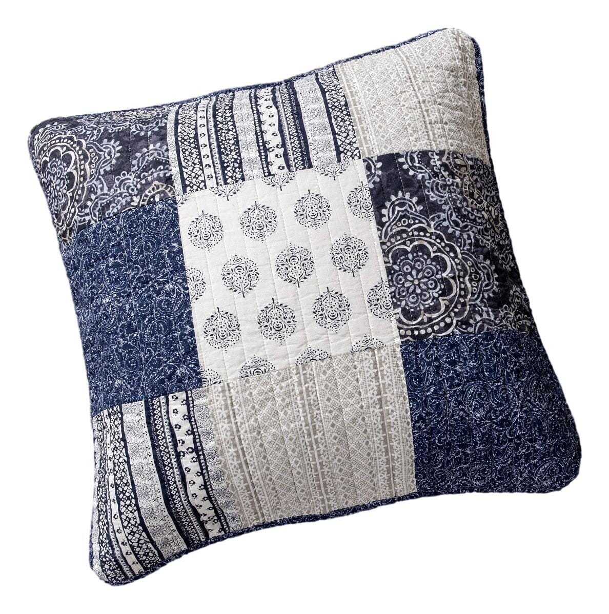 Patchwork Denim Blue Elegance Bohemian Euro Sham