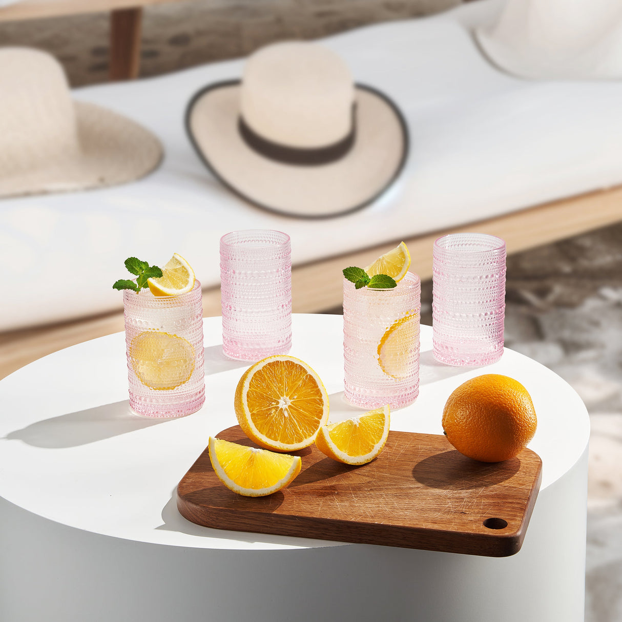 Monet Hobnail Highball Glassware, Set of 6