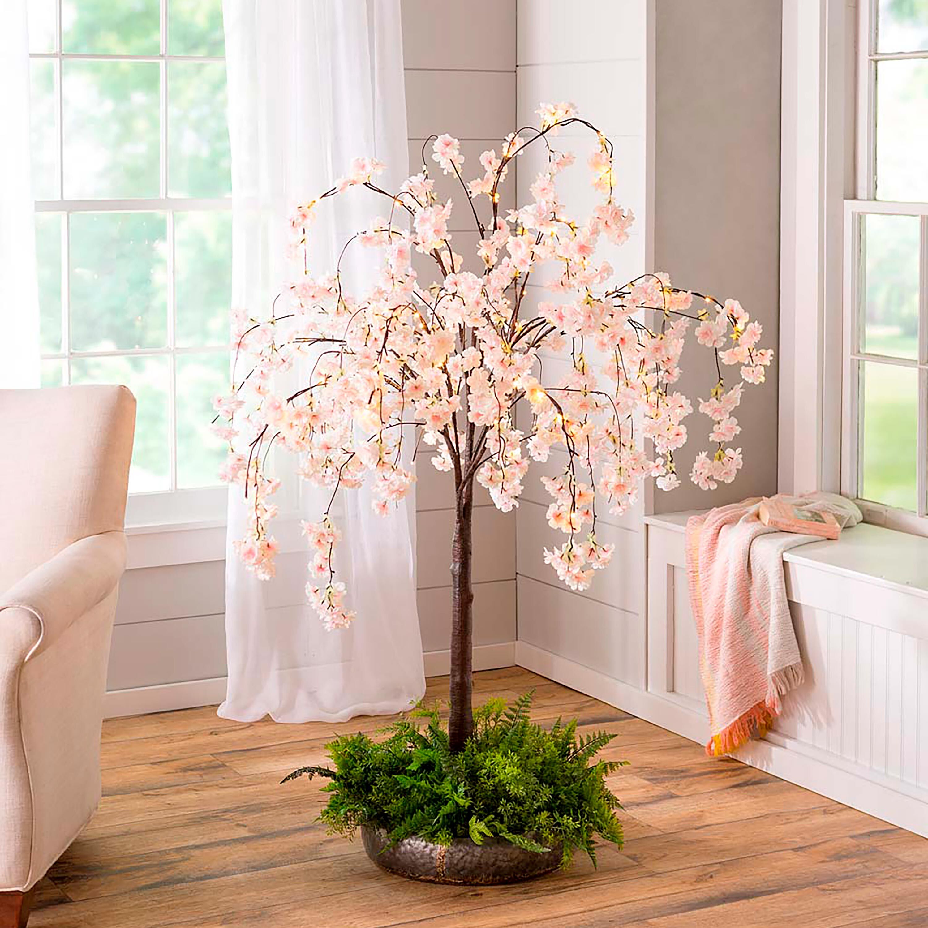 Small Lighted Faux Weeping Cherry Tree, 4'H – Plow & Hearth