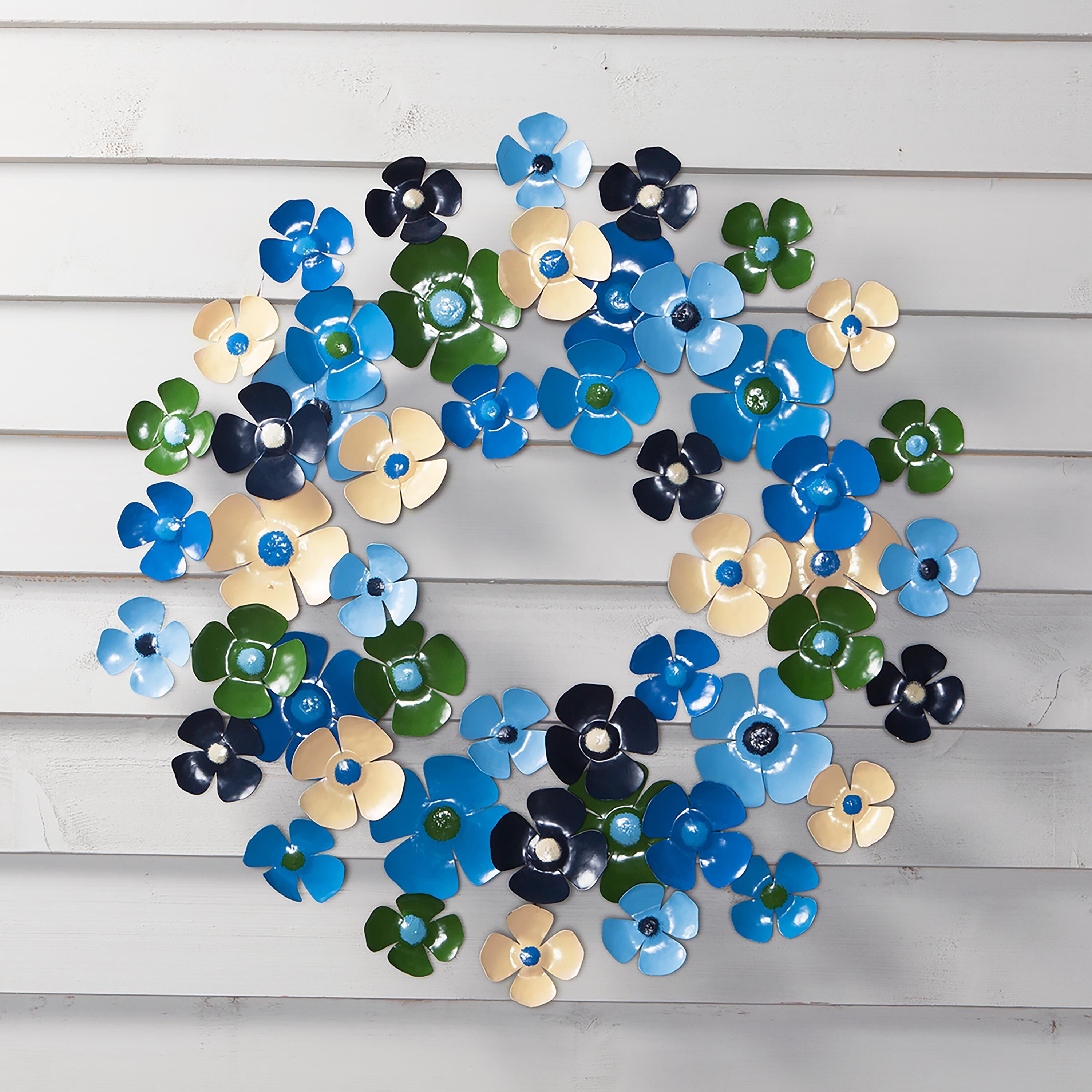 Blue Floral Metal Wreath | Wreaths | Plow & Hearth