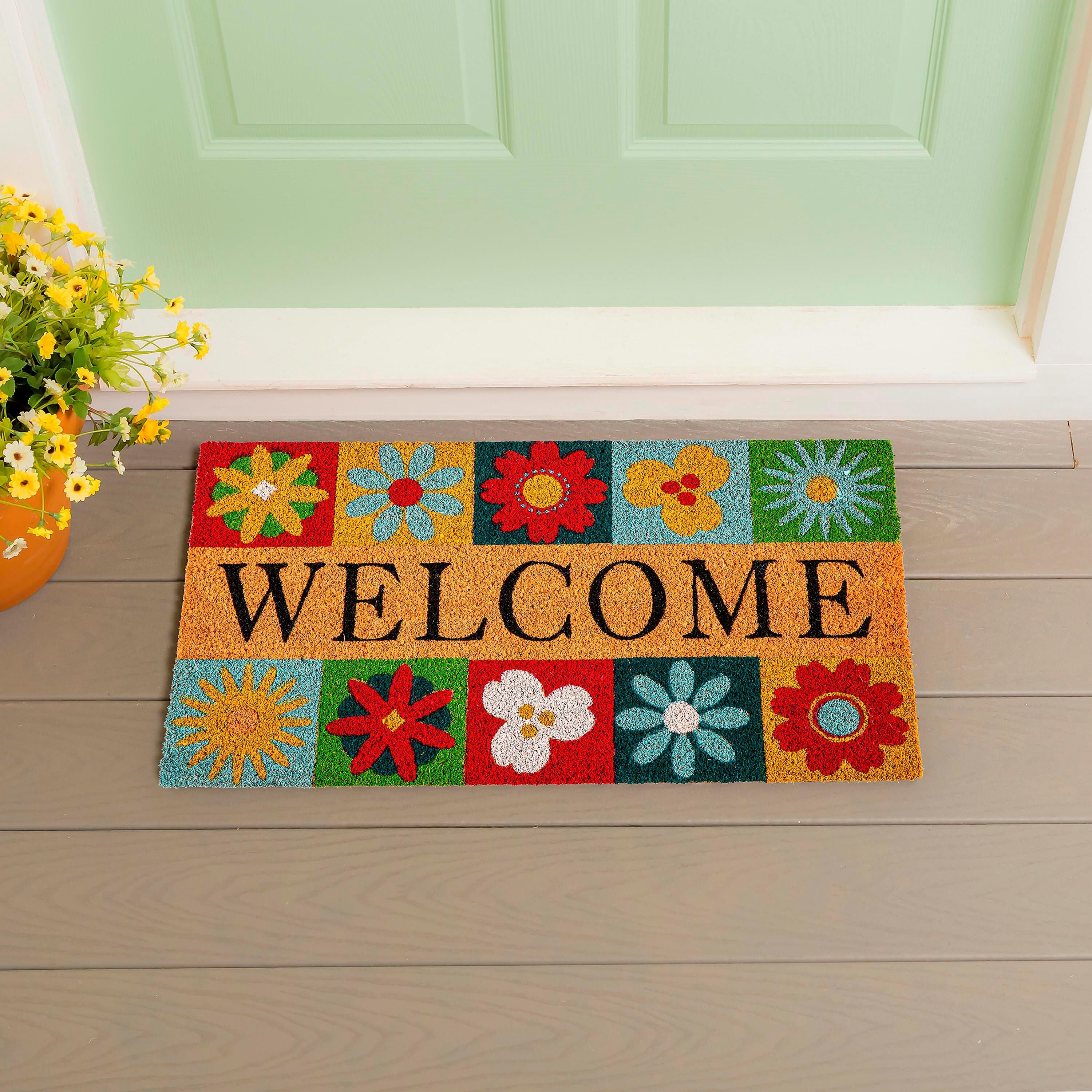 Big Bold Florals Welcome Tiles Coir Mat – Plow & Hearth