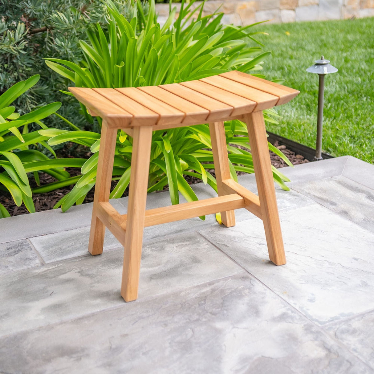 Phoenix Natural Teak Shower and Bath Slatted Stool