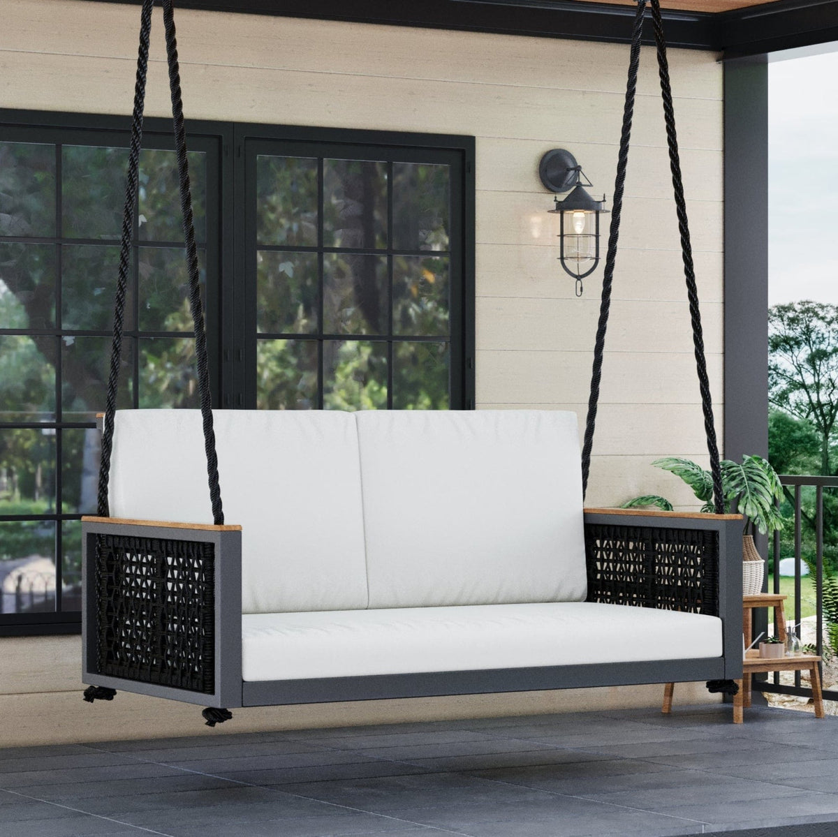 East Green Linden Porch Swing With Cushions