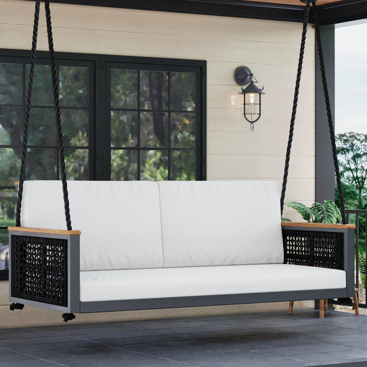 East Green Linden Porch Swing With Cushions