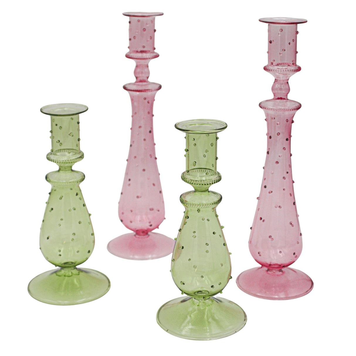 Set of 2 Olive Grove Dotty Candle Holders