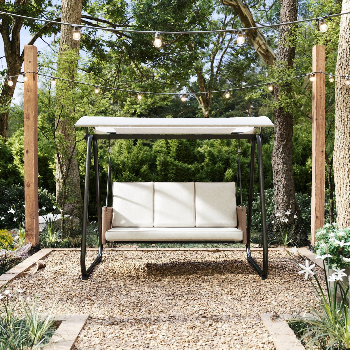 East Green Parker Patio Swing with Canopy Stand