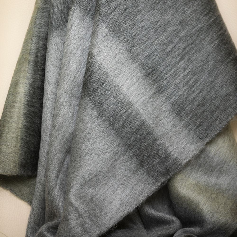 Kallpa Collection - Handwoven Storm Grays & Olive Alpaca Throw Blanket From Ecuador