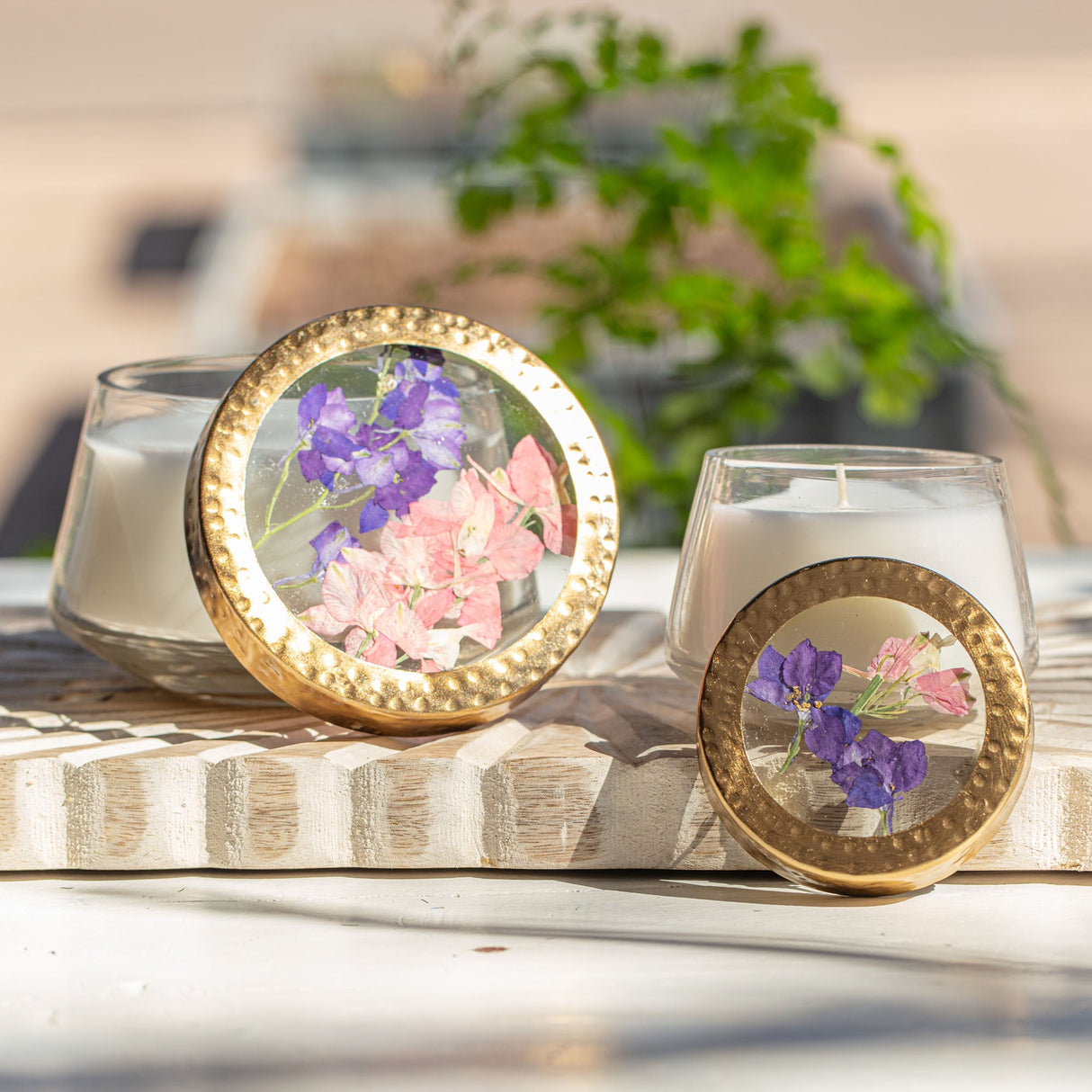 Roman Lavender Medium Pressed Floral Candle