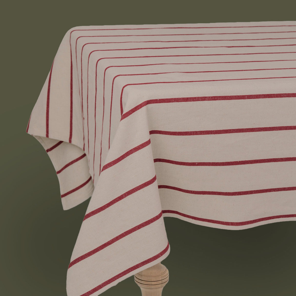 Red Stripe Linen Tablecloth