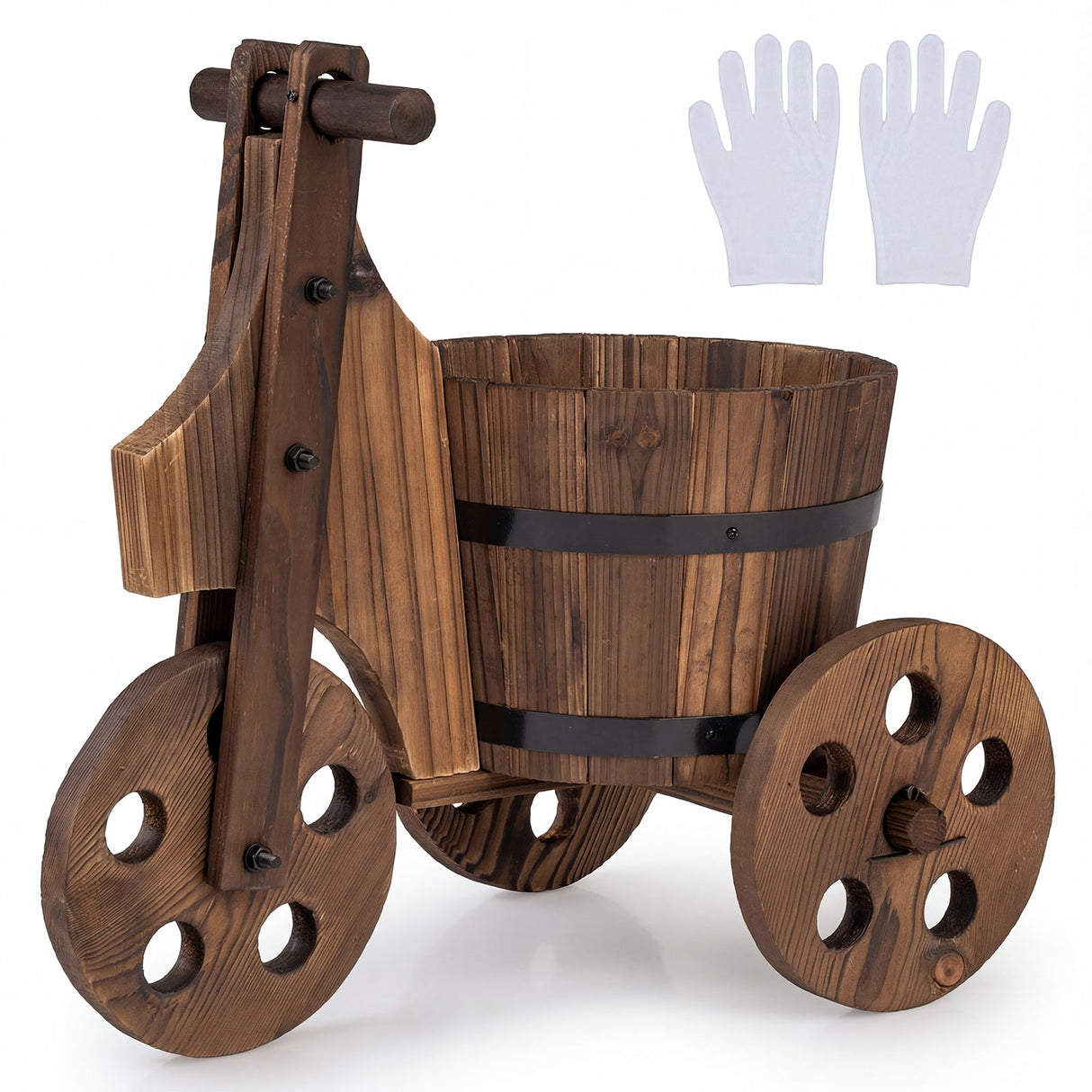 Rustic Wood Tricycle Planter