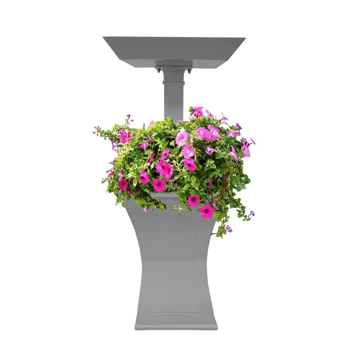 Modern Square Cast Aluminum 40-in Bird Bath and Planter Vase Combo