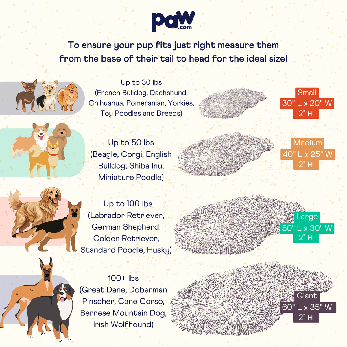 PupRug® Luxe Faux Fur Orthopedic Dog Bed - Plush Sheep Tan