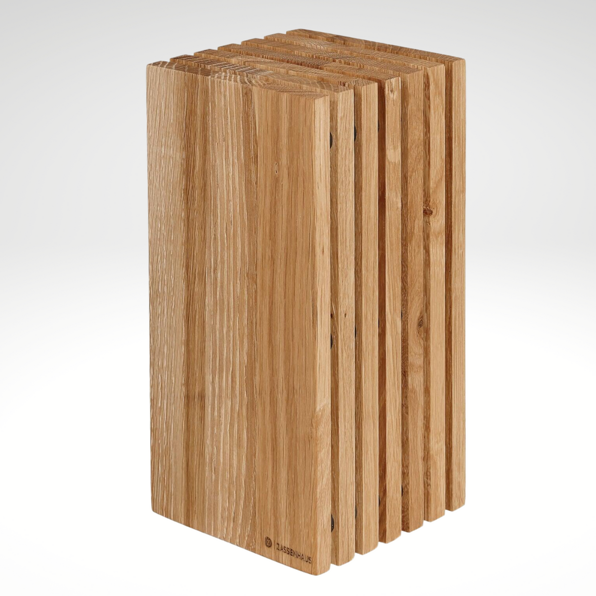 Slotted Knife Block, Oak, 5.4" x 5.4" x 10.75"