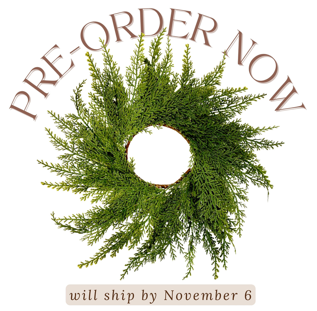 Small Mini Cedar Christmas Wreath - Ship by 11/6/2026