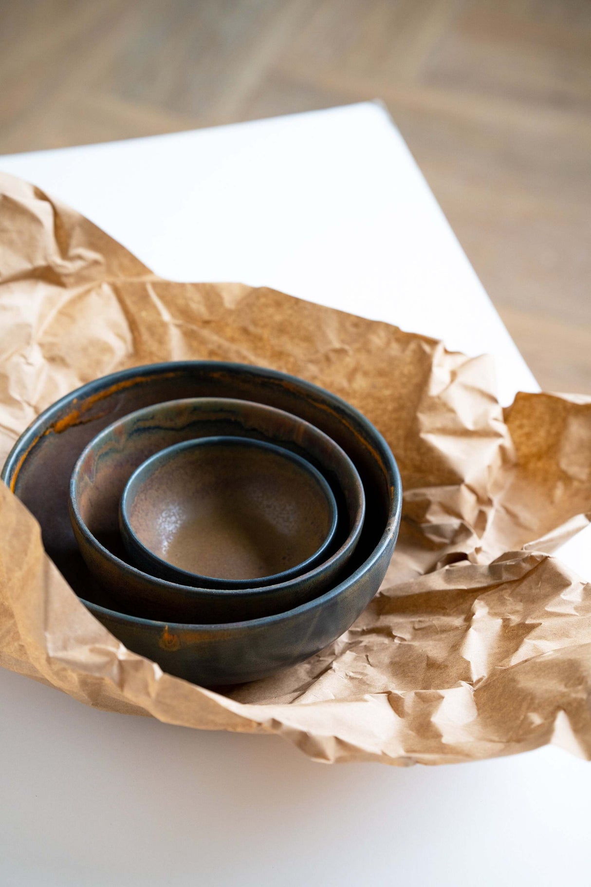 Rust Stoneware Nesting Bowl Set