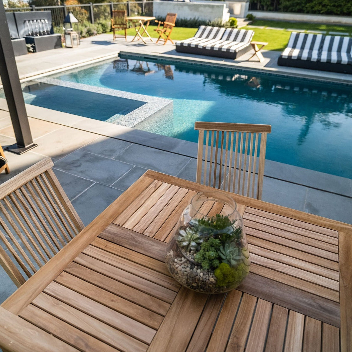 Telluride 4-Person Natural Teak Outdoor Square Dining Table 39"