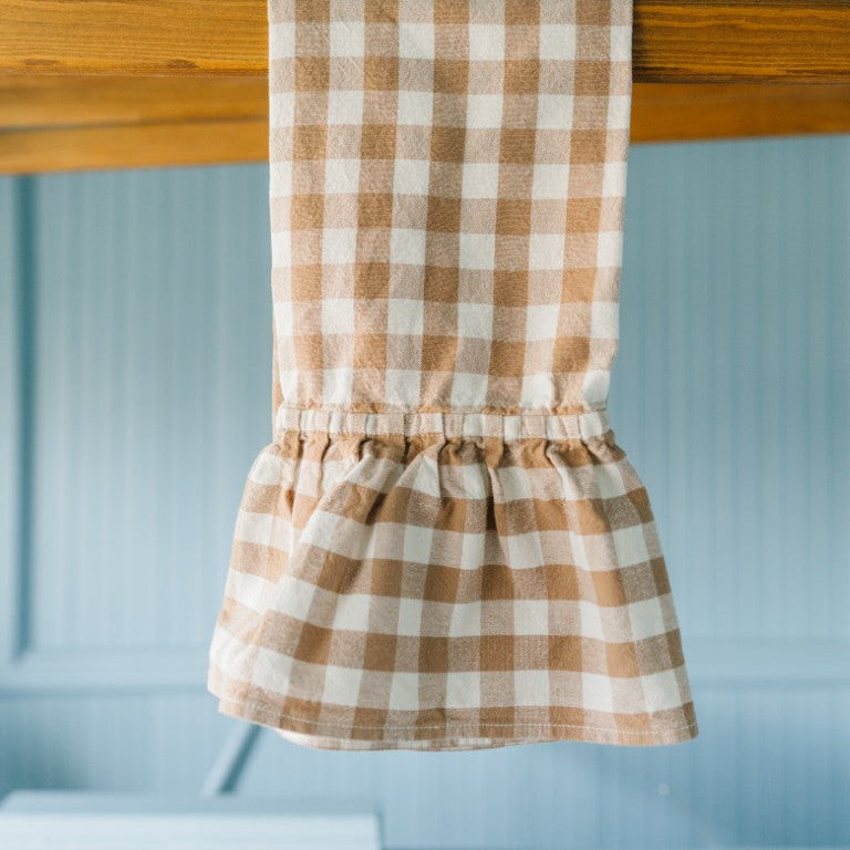 Hazelnut Ruffled Gingham Dish Towel