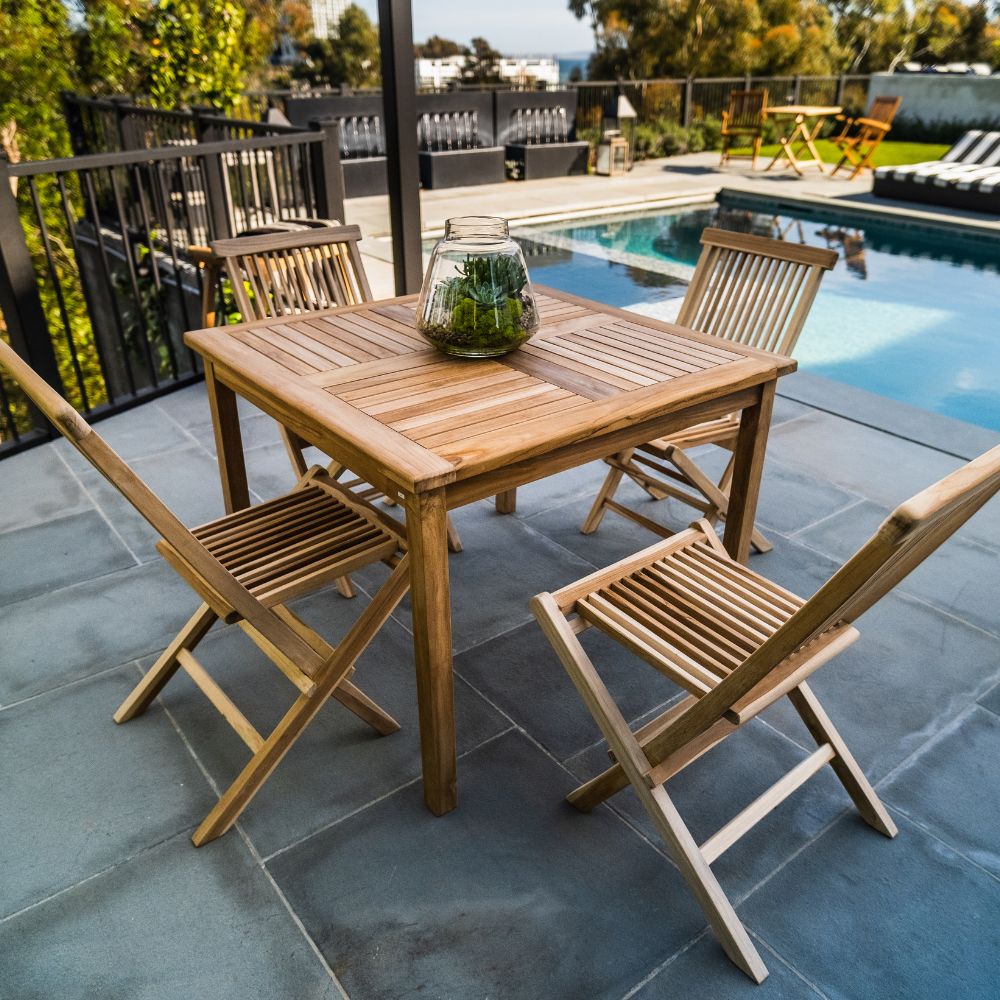Telluride 4-Person Natural Teak Outdoor Square Dining Table 39"