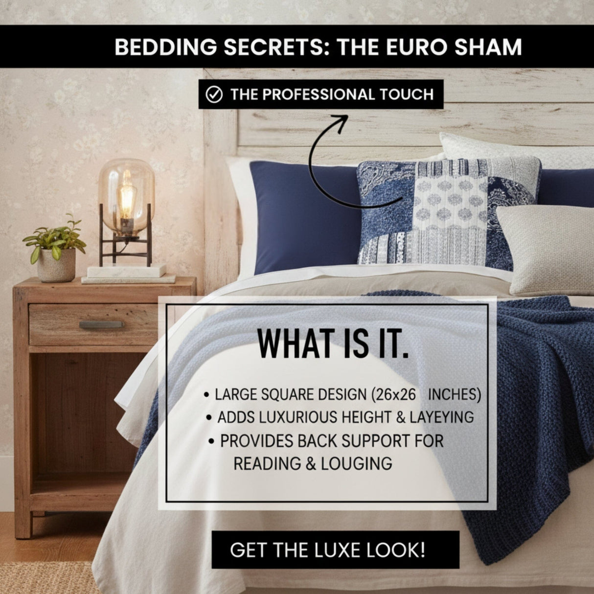 Patchwork Denim Blue Elegance Bohemian Euro Sham