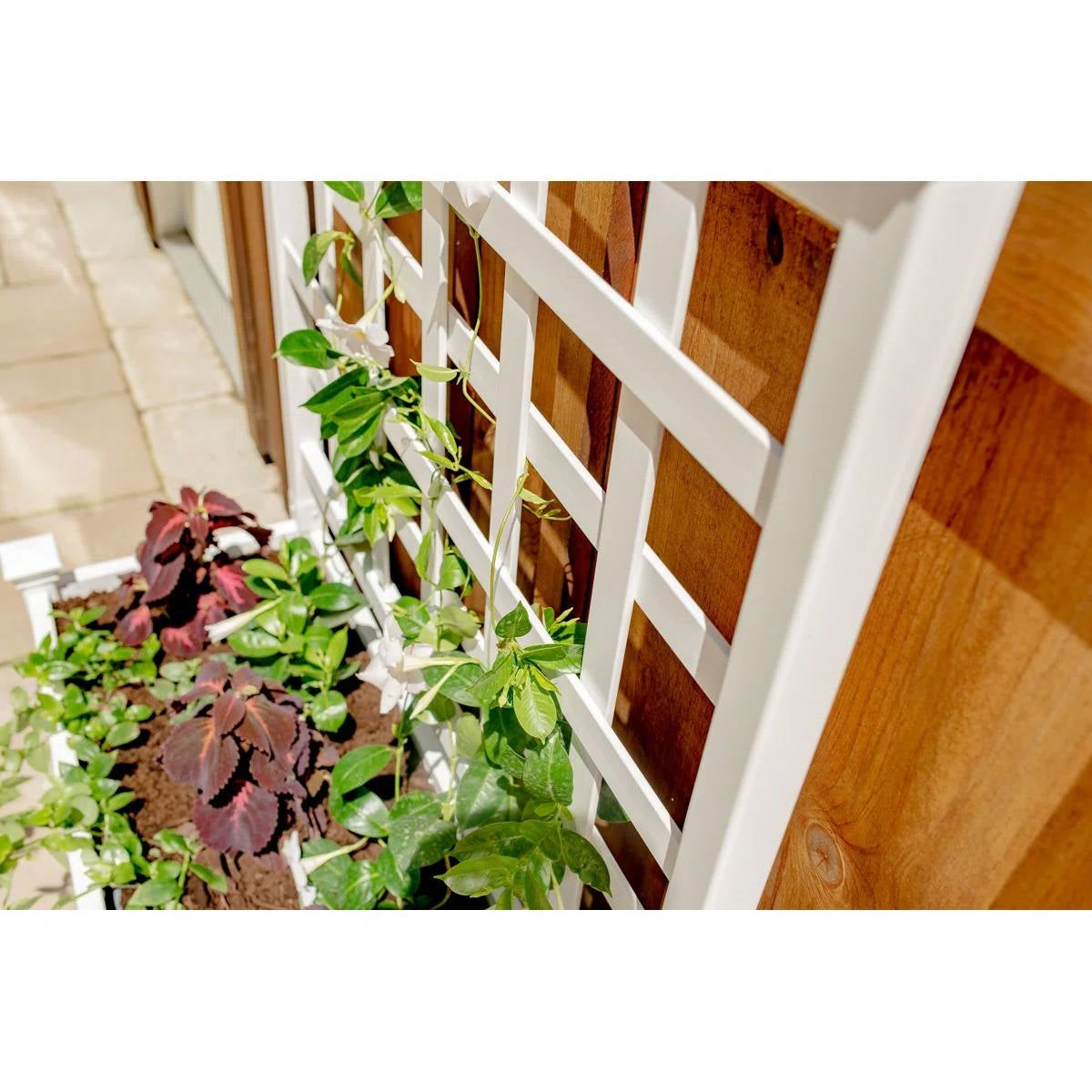 White Vinyl Garden Planter Box with Trellis