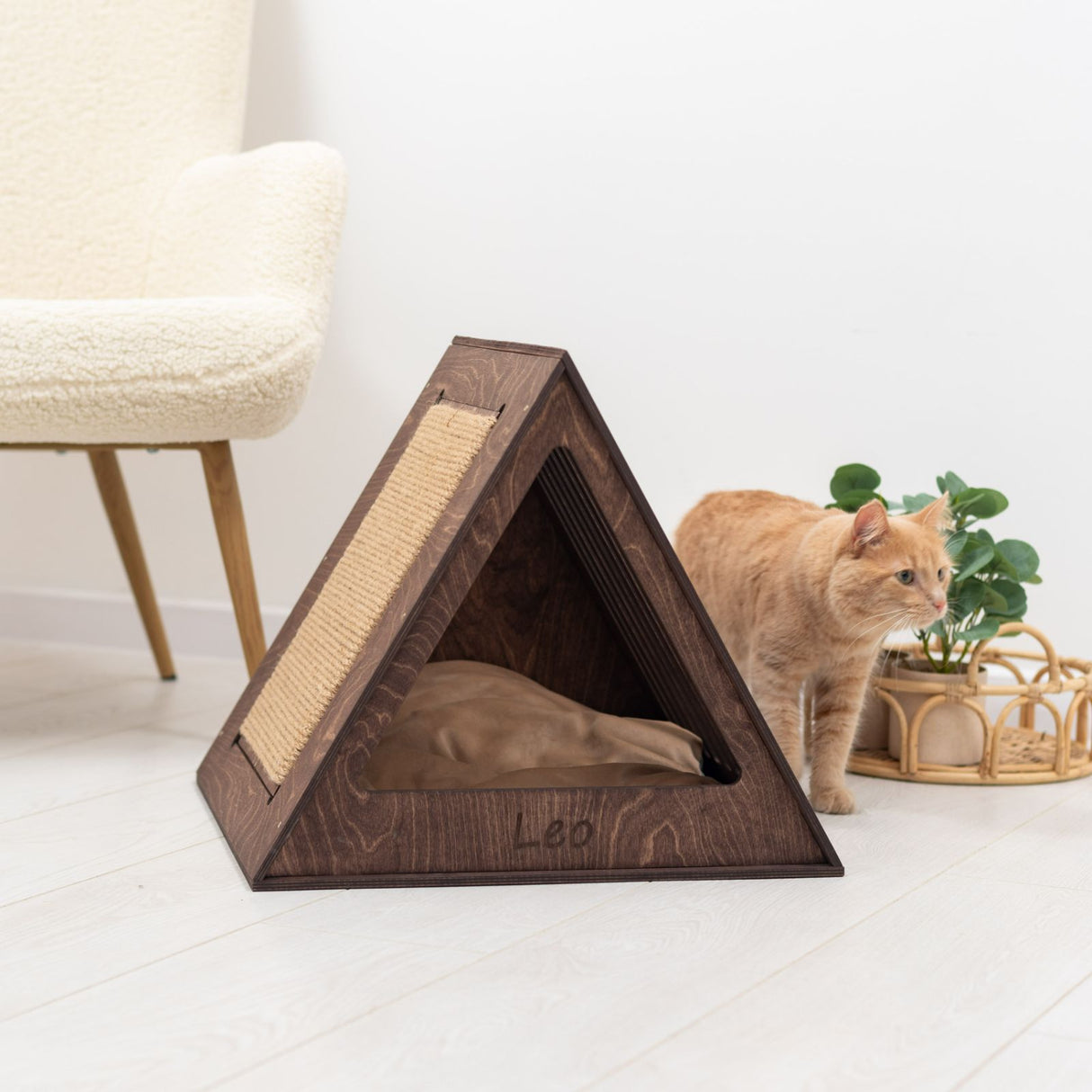 Stylish Wooden Cat Houses - Dark Walnut