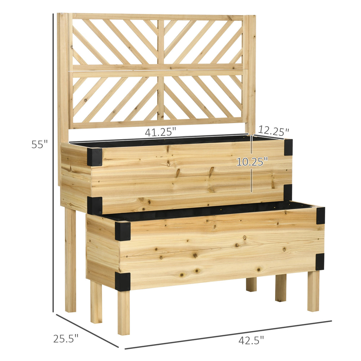 2-Tier Raised Garden Bed with Trellis