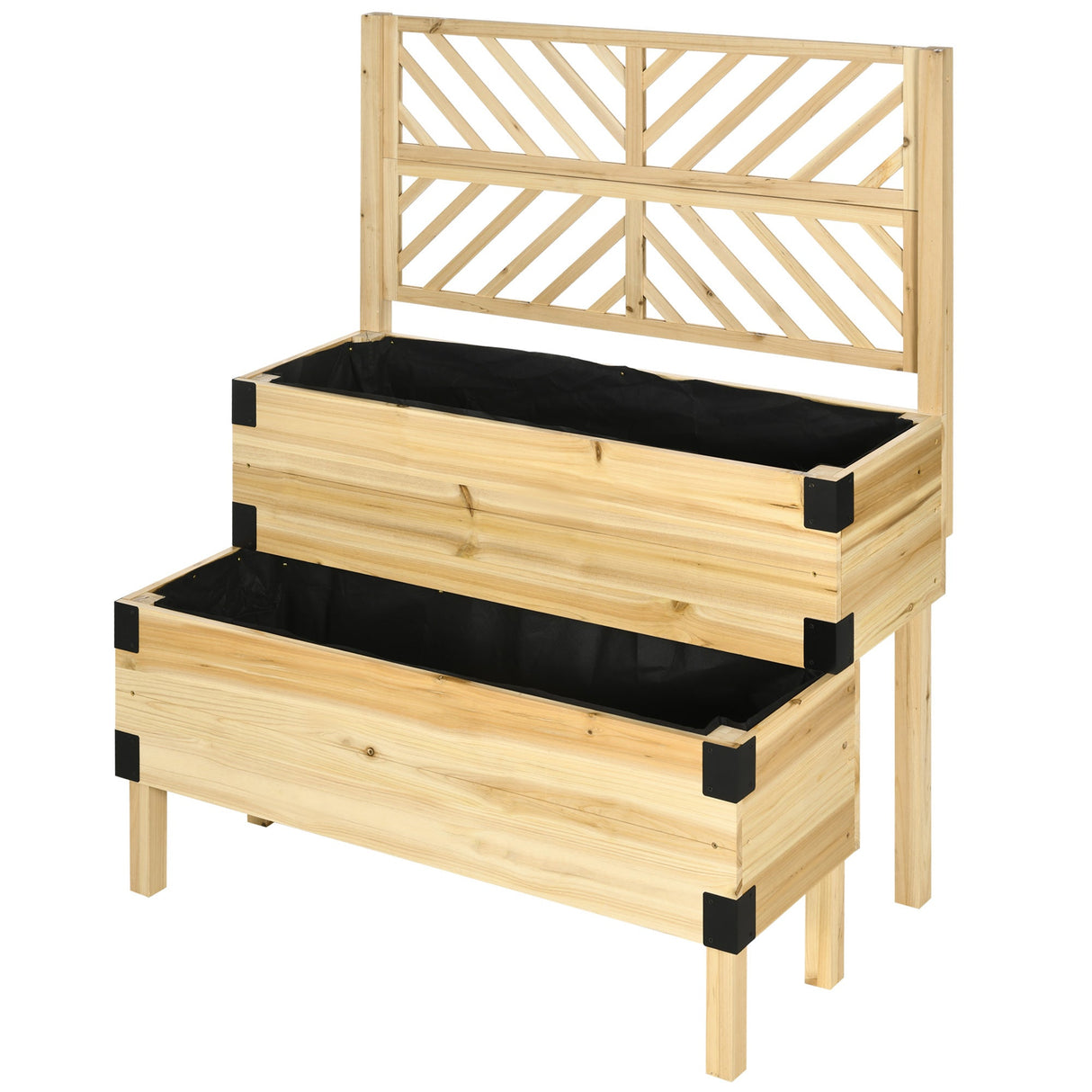 2-Tier Raised Garden Bed with Trellis
