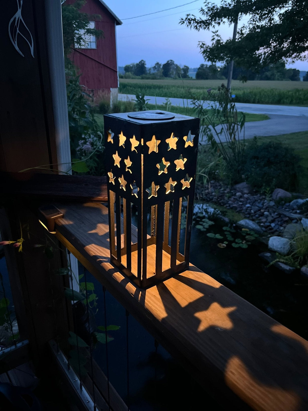 Patriotic USA Flag Steel Solar Luminary Lantern