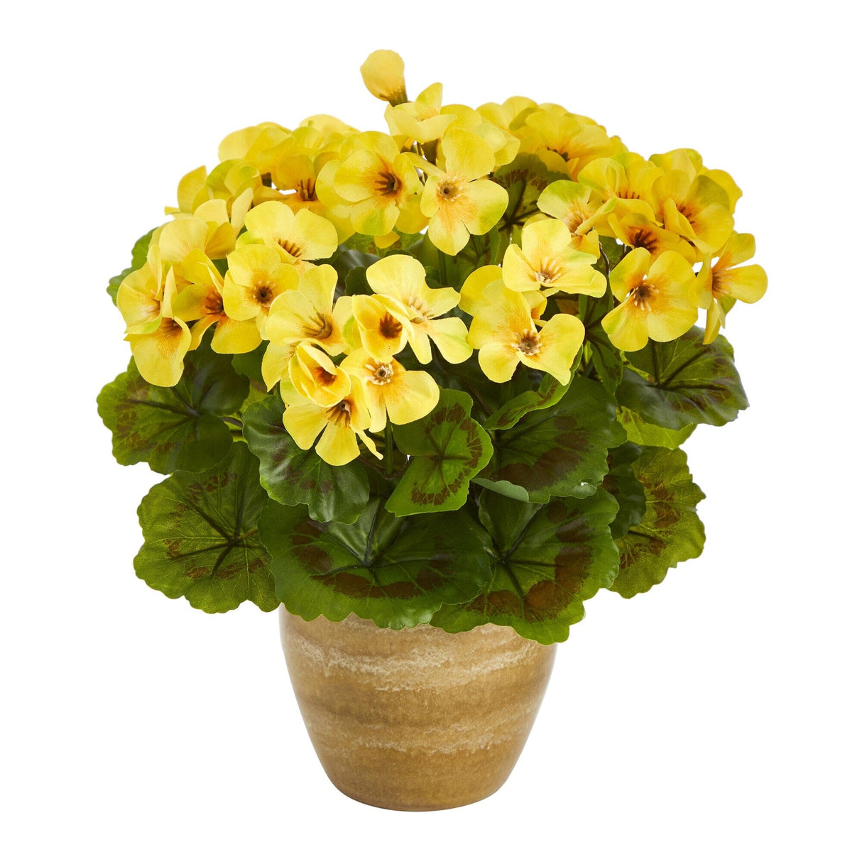 Artificial Geranium in Ceramic Planter, 11"