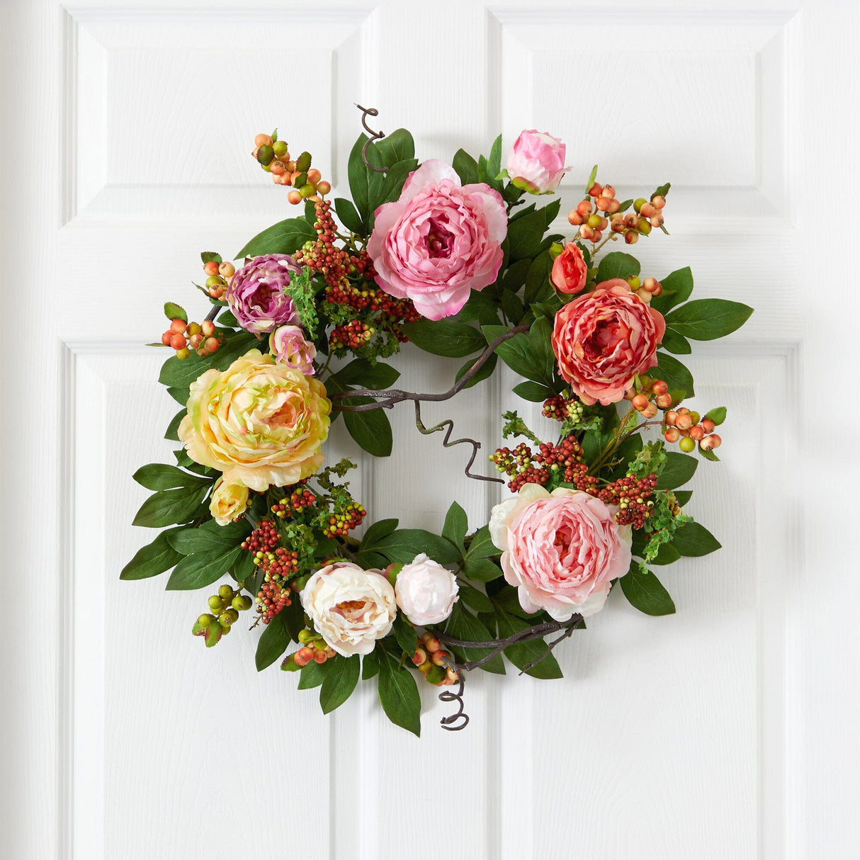 Mixed Peony & Berry Wreath, 20''