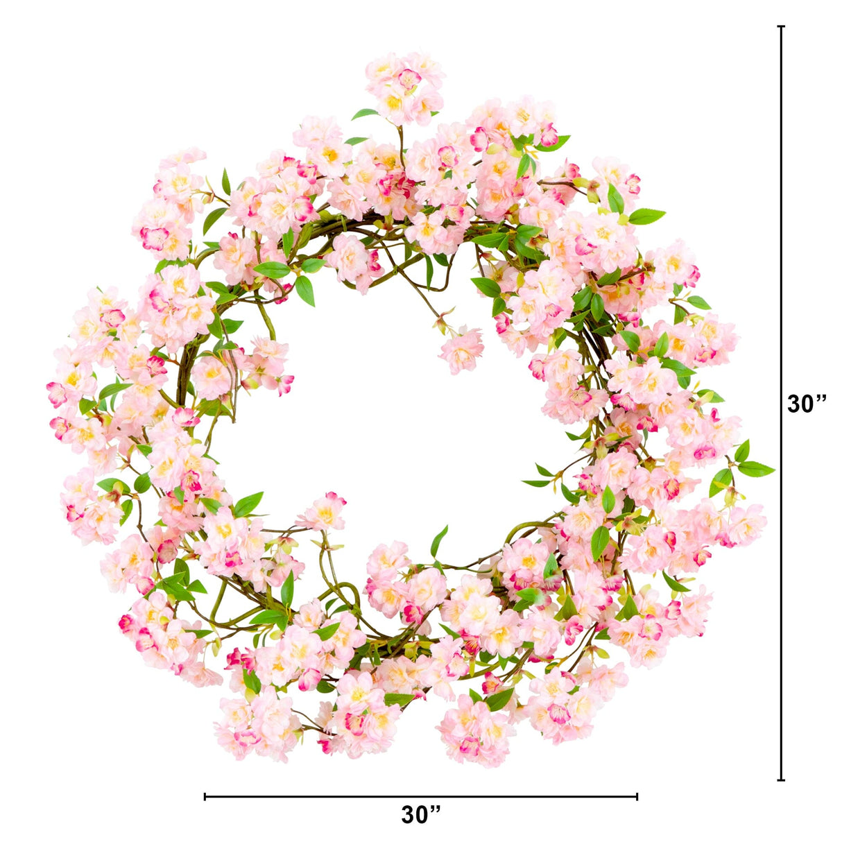 Artificial Pink Cherry Blossom Wreath, 30”