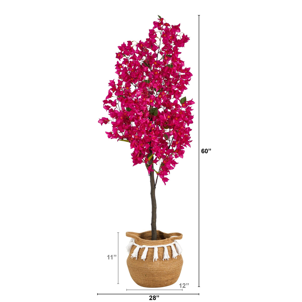 Bougainvillea Tree with Jute & Cotton Basket, 5’