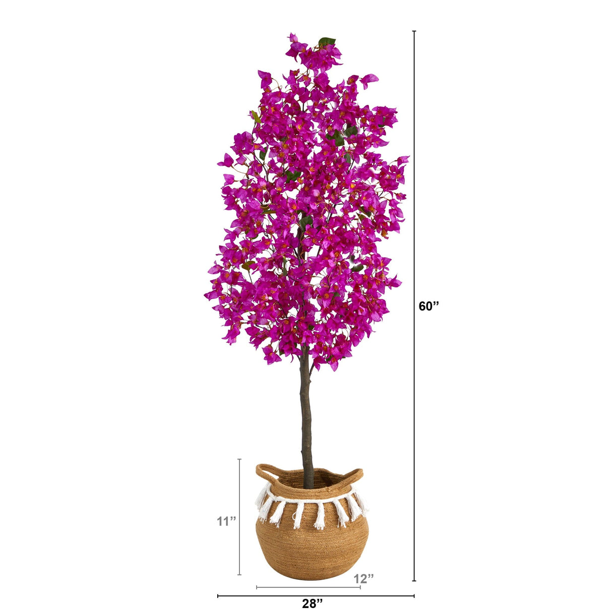 Bougainvillea Tree with Jute & Cotton Basket, 5’