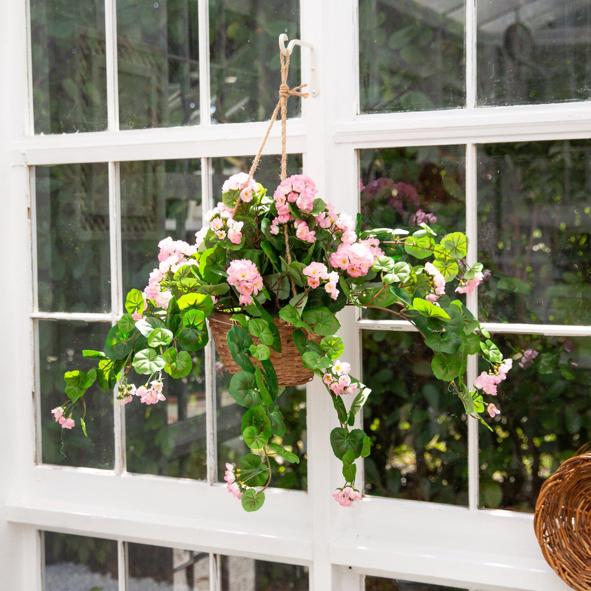 hanging basket silk plant Nearly Natural Geranium Hanging Basket Silk Plant