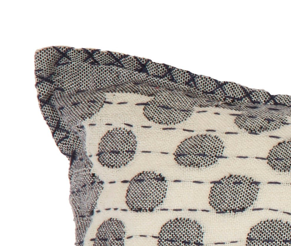 Artisan Hand Loomed Cotton Square Pillow, Gray Dots