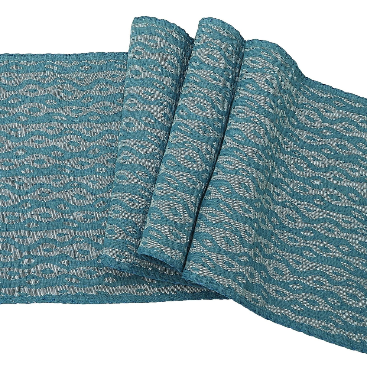 Artisan Hand Loomed Cotton Table Runner - Blue Ocean
