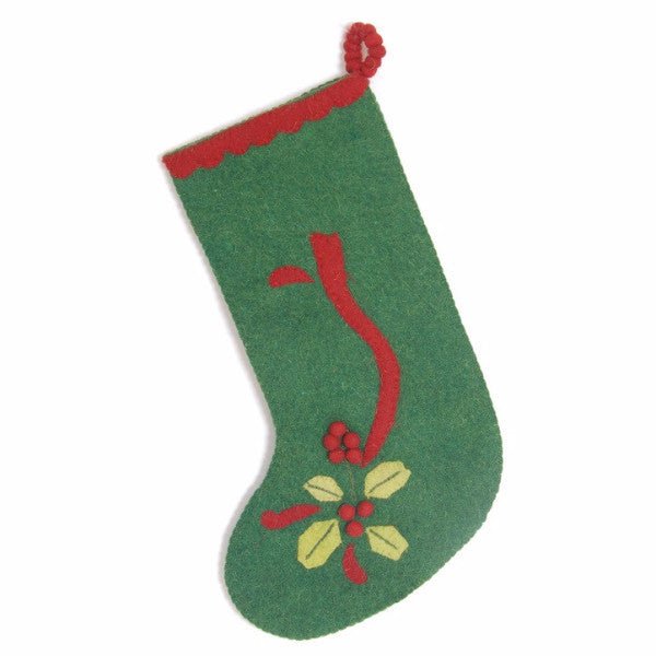 Handmade Berries Christmas Stocking Green Arcadia Home
