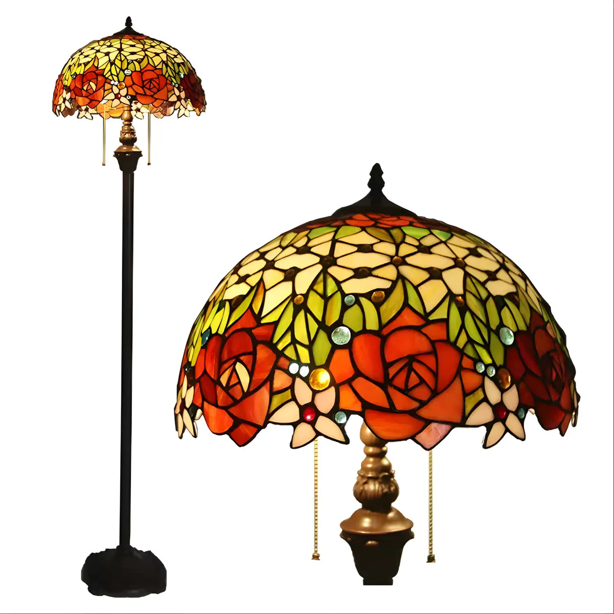 Antique Tiffany Lamp Shades in Blooming Rose Glass