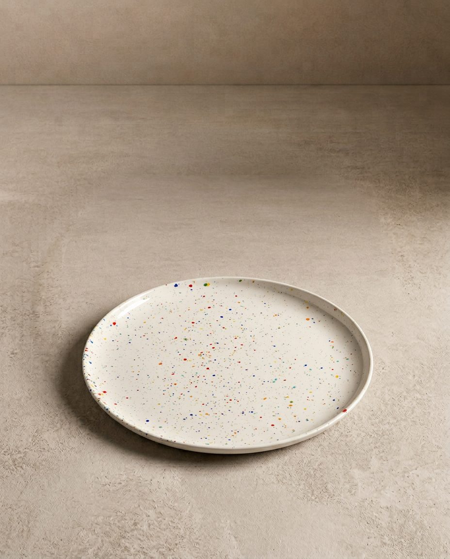 Set of 6 White Salad Plates 8.9" stoneware ceramic — Party Collection
