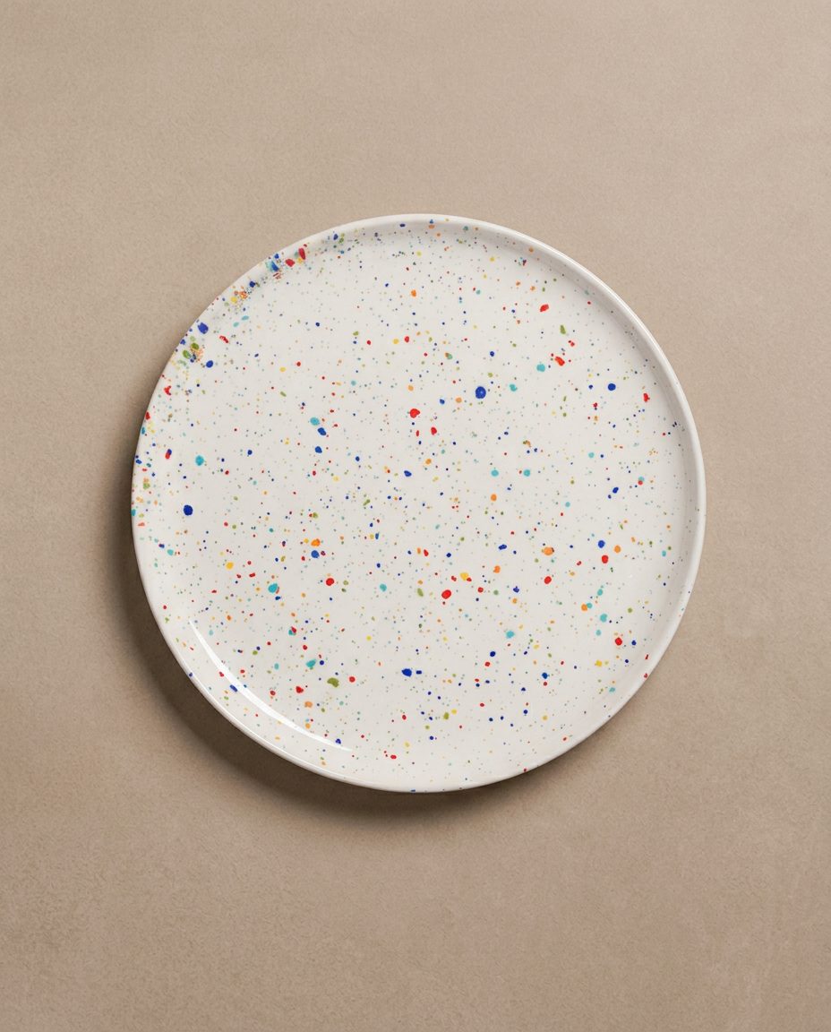 Set of 6 White Salad Plates 8.9" stoneware ceramic — Party Collection