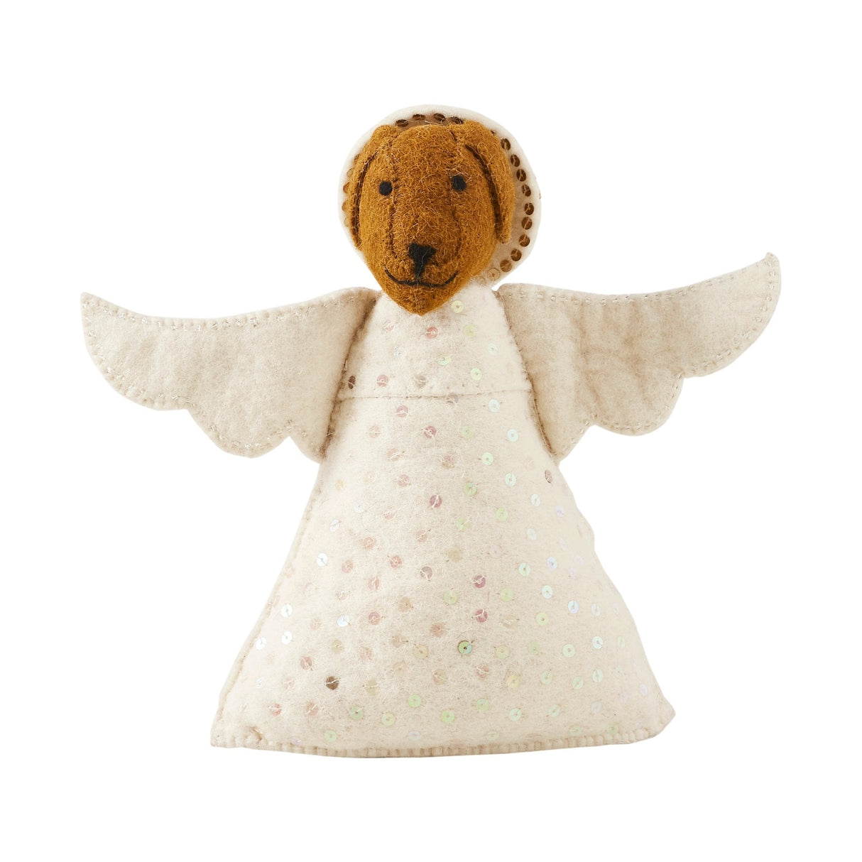 Brown Dog Angel Handmade Felt Christmas Tree Topper Arcadia Home